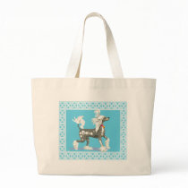 Chinese Crested frame in white Canvas Bags