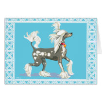 Chinese Crested frame in white Cards