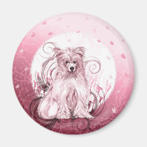 Chinese Crested Pink magnets