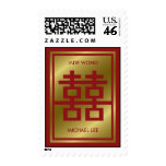 Chinese Double Happiness Box Invitation Stamps