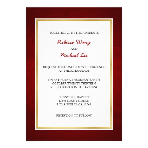 Chinese Double Happiness Dragon / Phoenix Wedding Custom Invitations
