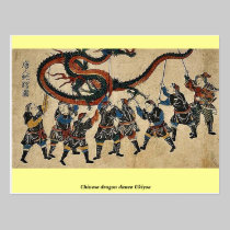 Chinese dragon dance Ukiyoe postcards