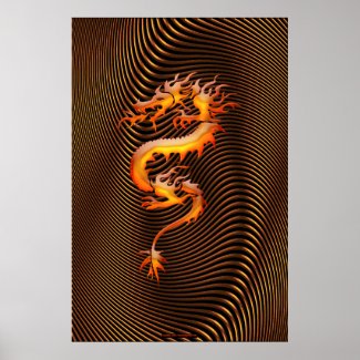 Chinese Dragon Optical Illusion Wall Art II Print