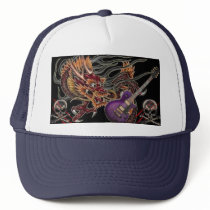 Chinese Dragon Purple Guitar Skull & Crossbone Hat