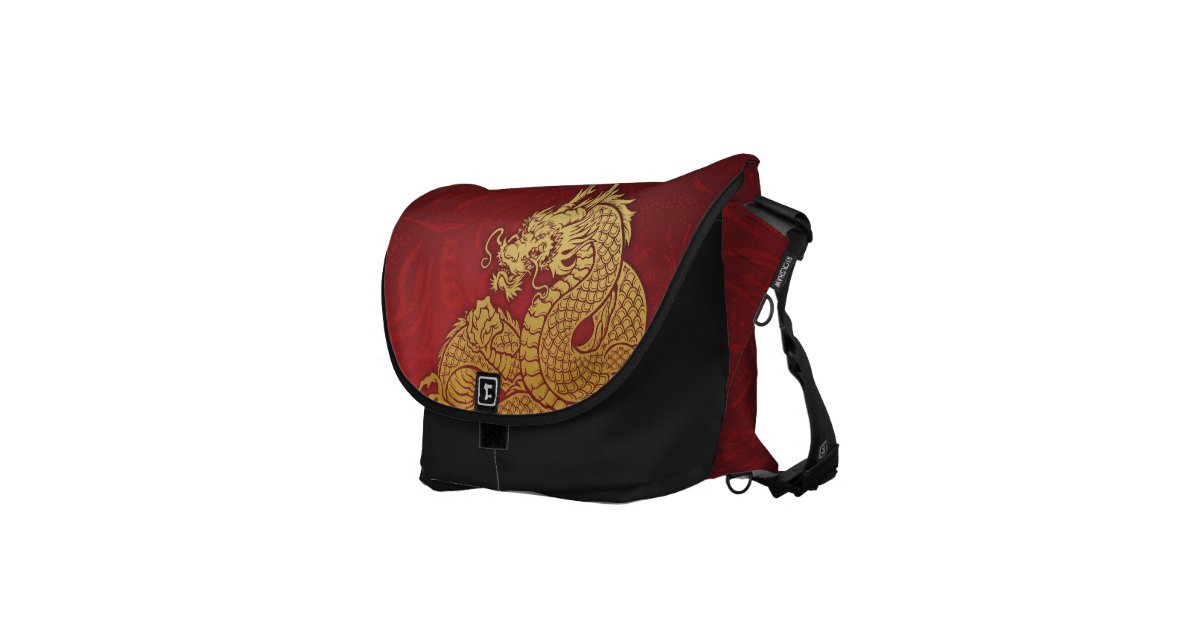 Chinese Dragon Red Gold Messenger Bag Zazzle