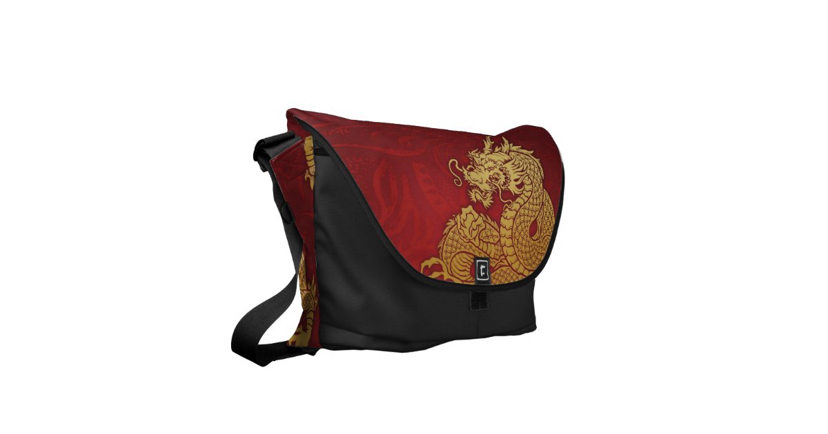 Chinese Dragon Red Gold Messenger Bag Zazzle