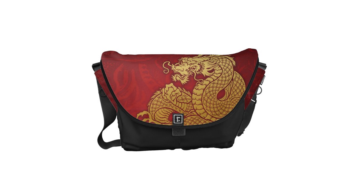 Chinese Dragon Red Gold Messenger Bag Zazzle