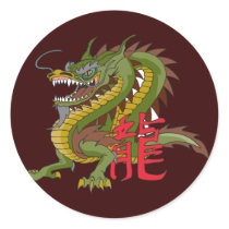 Chinese Dragon Round Stickers