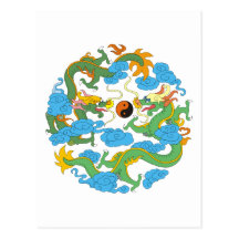 Chinese Dragon Yin Yang Postcards
