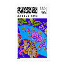 Chinese Fan Blue postage postage