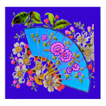 Chinese Fan Blue small gloss finish Poster posters by INTHEPRESENT Chinese Fan Blue small gloss finish Poster posters