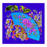 Chinese Fan Blue small matte finish Poster