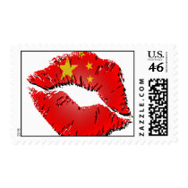 Chinese Flag Lips postage by LipAction Chinese Flag Lips postage