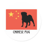 Chinese Flag with Pug Round Stickers