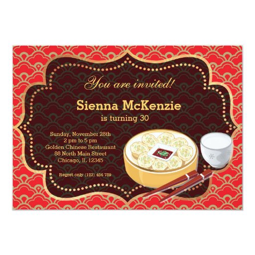 Chinese food Birthday party Card Zazzle