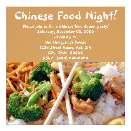 Chinese Food Dinner Party Invitations (front side)