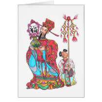 Chinese God of Prosperity and Auspicious Child Card