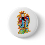 Chinese God of Wealth Pinback Buttons