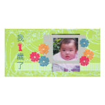 Chinese Happy Growing Baby Photo Card in Lime