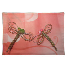 chinese knot silver golden dragonfly placemat