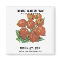 Chinese Lantern Plant, Farmer's Supply House magnets by vintagegiftmall Chinese Lantern Plant, Farmer's Supply House magnets