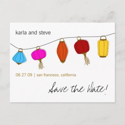 Chinese Lanterns Save the Date Post Card