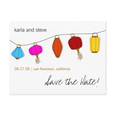 Chinese Lanterns Save the Date Post Card by DioSelina