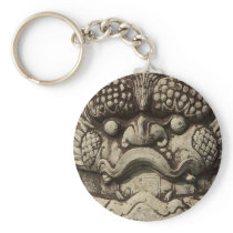 Chinese Lion Statue Guarding Buddhist Temple Keychains