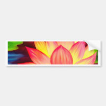 Chinese Lotus Water Lily Flower Art - Multi Bumper Stickers