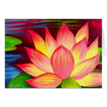 Chinese Lotus Water Lily Flower Art - Multi Greeting Cards