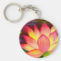 Chinese Lotus Water Lily Flower Art - Multi Keychains
