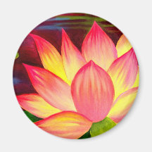 Chinese Lotus Water Lily Flower Art - Multi Refrigerator Magnets
