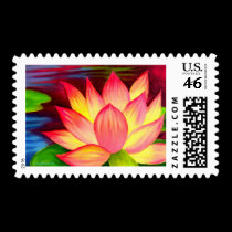 Chinese Lotus Water Lily Flower Art - Multi postage
