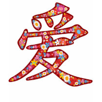 Chinese LOVE Calligraphy Flower Valentine T-shirt