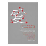 Chinese Love Heart Cherry Blossoms Sakura Wedding invitations