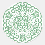 Chinese Medallion green Round Stickers