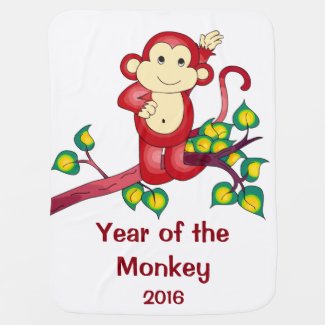 Chinese New Year 2016 Red Monkey Baby Blanket