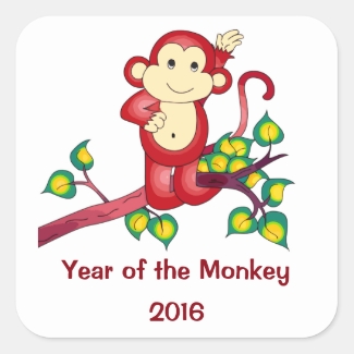 Chinese New Year 2016 Red Monkey Stickers