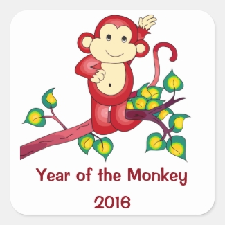 Chinese New Year 2016 Red Monkey Stickers