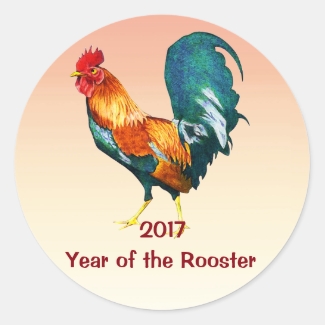 Chinese New Year 2017 Red Rooster Stickers