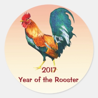 Chinese New Year 2017 Red Rooster Stickers