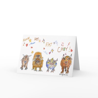 Chinese New Year Cartoon Ox Cards by zooogle