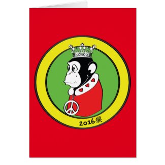 Chinese New Year of the peaceful loving Monkey Greeting Card