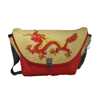 Chinese New Year Red And Gold Dragon Messenger Bag rickshawmessengerbag