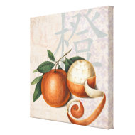Chinese Oranges Elegant Vintage Collage wrappedcanvas