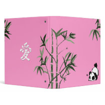 Chinese Panda Pink 3 Ring Binders