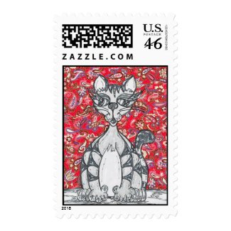 Chinese Paper Cat 1 postage stamp