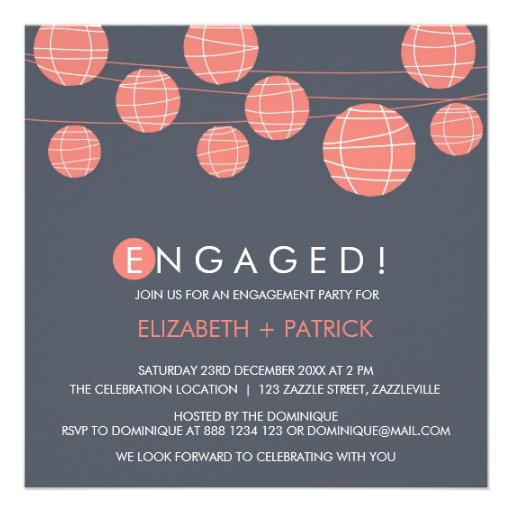 Chinese Paper Lanterns Engagement Party Invitation
