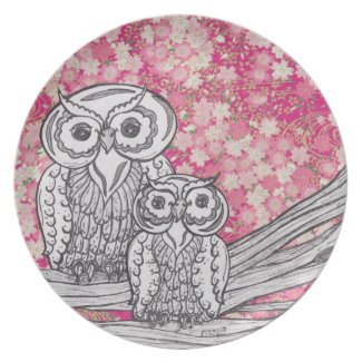 Chinese Paper Owls 4 Plate plate