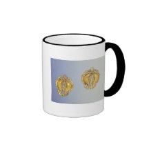 Chinese pendants, 17 carat gold plated coffee mugs